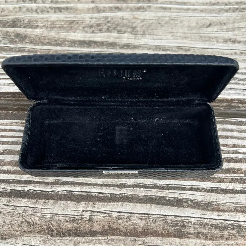 Helium Paris Black Textured Eyeglass Sunglasses Hard Shell Case Clamshell Spring